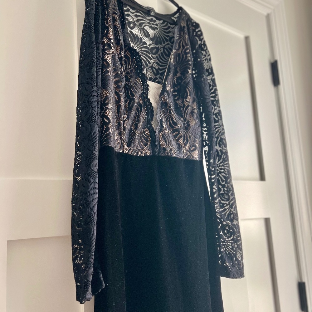 Black sheer top/velvet bottom maxi